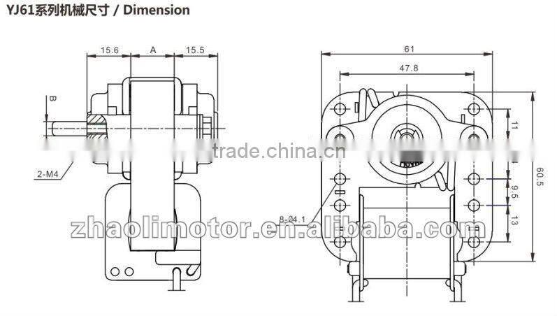 Single phase motor Electric shaded pole motorYJ61-16:electric motor specifications,low noise,stable operation,long life