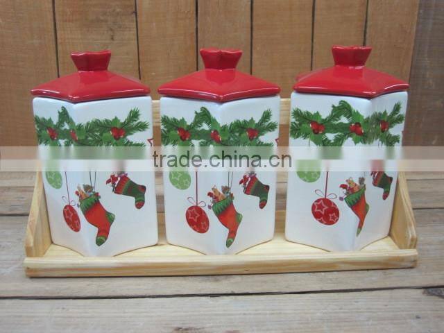 new christmas ceramic salt and herb shaker
