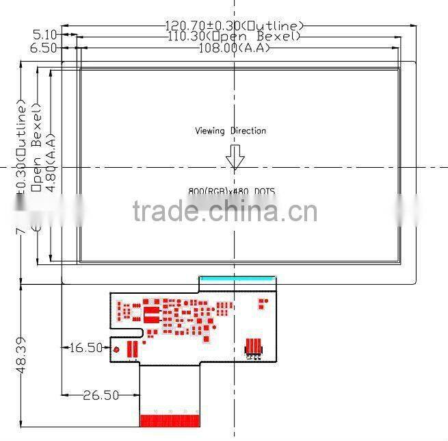 5 inch tft lcd WVGA panel 800x480 RGB 5 inch lcd panel