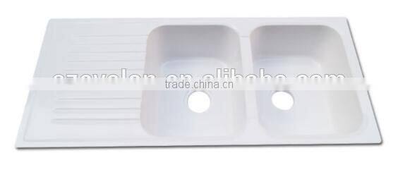 High quality hot sale black acrylic solid surface resin stone kitchen sink,solid surface double bowl kitchen sink