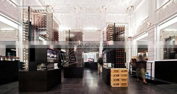 Led light commercial free standing modern wine display cabinet for sale