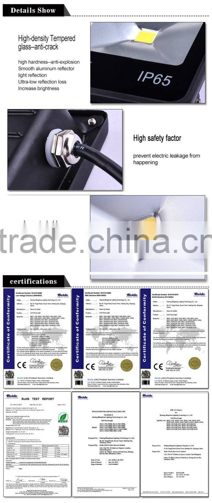 Mingshuai LED flood lights for outdoor lighting IP65 water proof thick TUV CE and RoHS approved