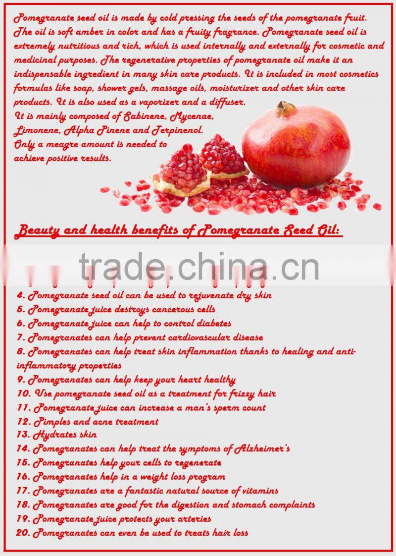 100% Pure Pomegranate Seeds Oil - Leading Supplier on Alibaba Market.