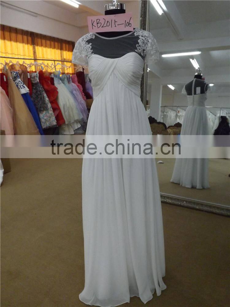 new arrival see-through scoop neckline chiffon wedding dress KB2015-106 Sexy High Neck Backless white Taffeta Lace Beaded dress