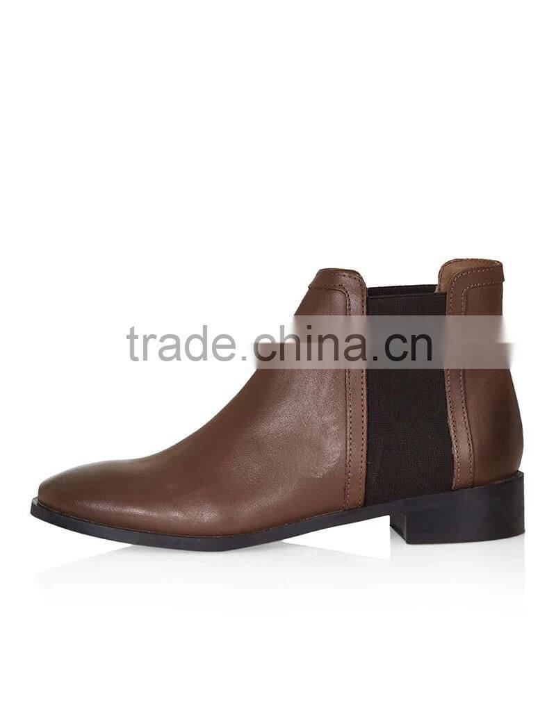 2016 top hot fashion high quality camel color pu upper chelsea style women ladies boots