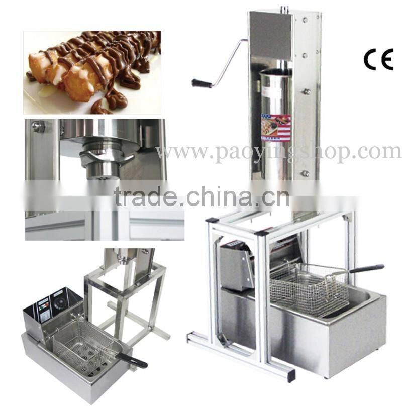 (3 in 1) Commercial Manual Spanish 5L Churros Machine + Working Stand + 6L 110v 220v Electric Deep Fryer