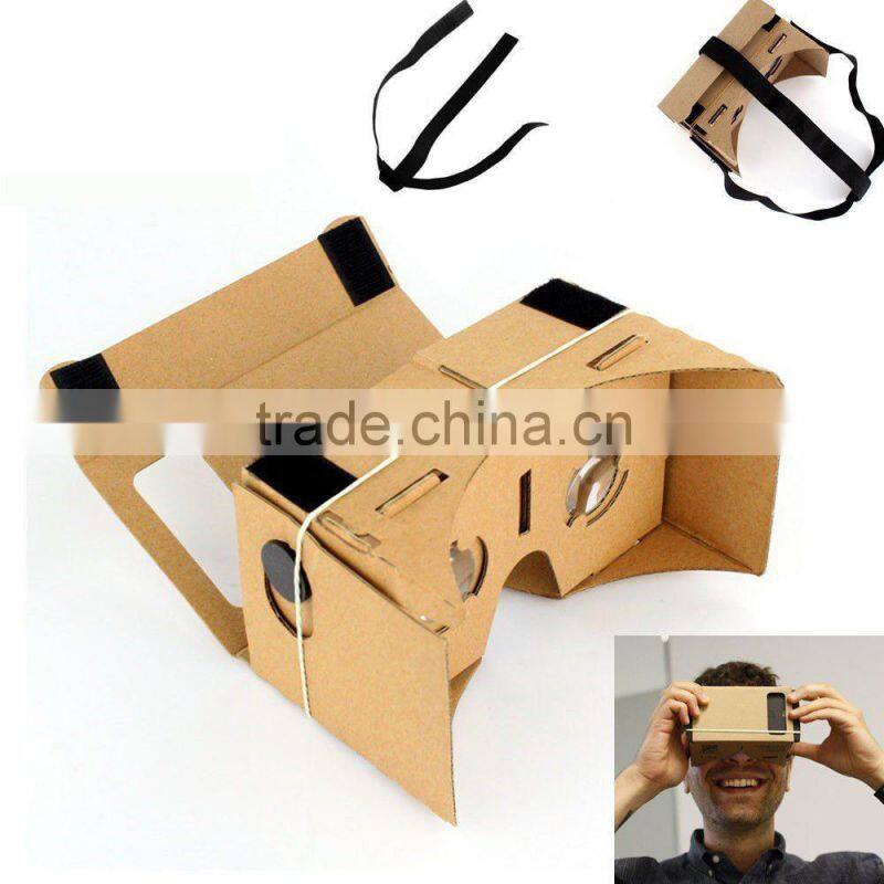 Virtual Reality VR Google Glasses Google Cardboard 3D Glasses for Mobile Phone 5.0 Screen + Adjustable Head Mout Strap Belt