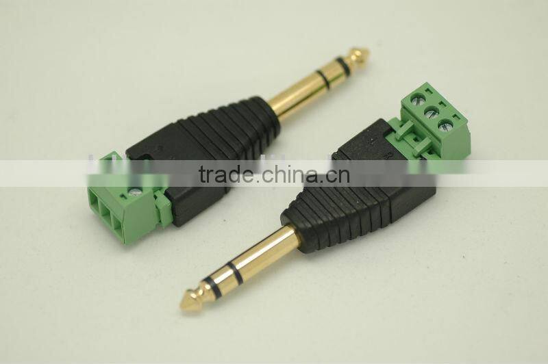 High Quality Enviromental protection 6.35mm stereo audio jack Gold plated