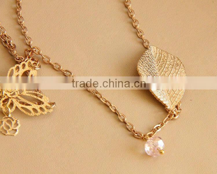 MYLOVE Fashion gold plated necklace cute butterfly leaf pendant long polo chain sweater necklace HOT MLSC-17
