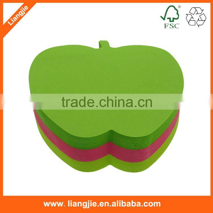 Apple Shaped Neon Paper Sticky Note Block