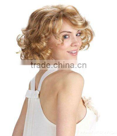 Short style golden blonde curly lace wig