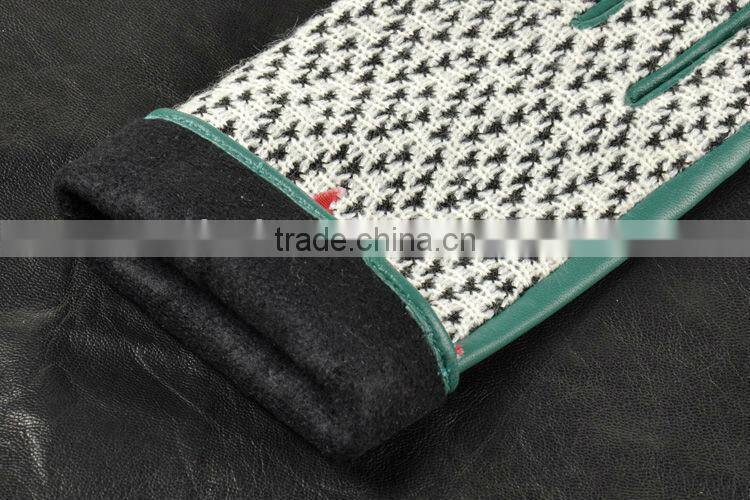 Concise bowknot check pattern colorful sheepskin leather gloves for female SL-EW104