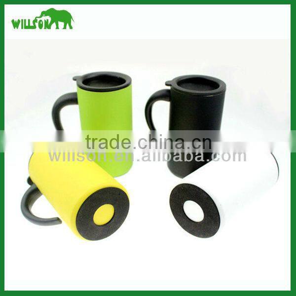 280ml double wall stainless steel coffee mug with lid and handle