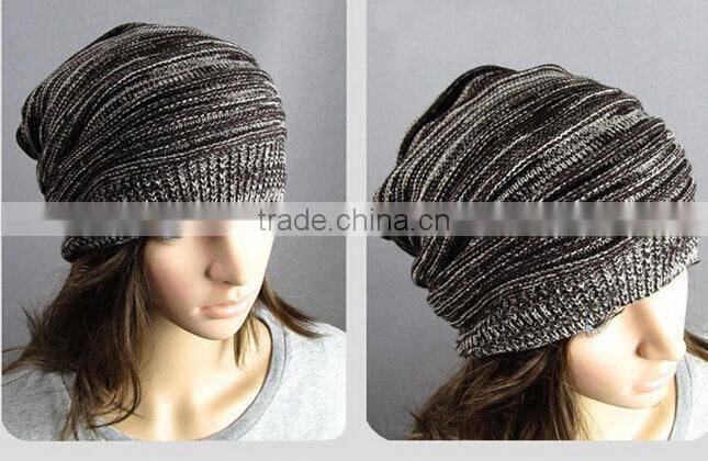Hot Fashion New Unisex Mens Womens Winter Knit Plicate Slouch Cap Hat Knitted Skullies Beanies Casual Black/Gray/Coffee