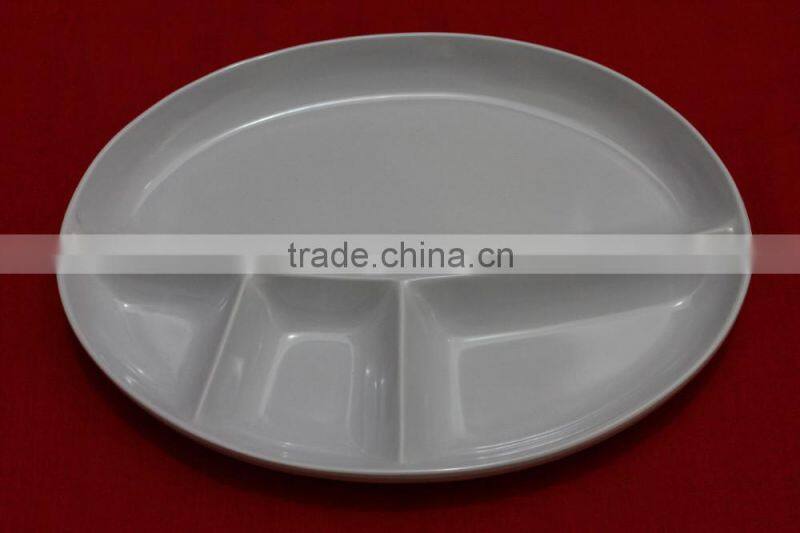 Malaysia Made Melamine 4 Compartments Oval Food Plate