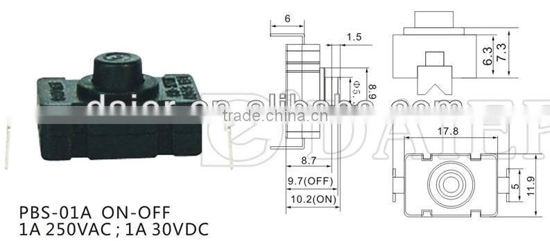 PBS-01A ON-OFF flashlight push switch