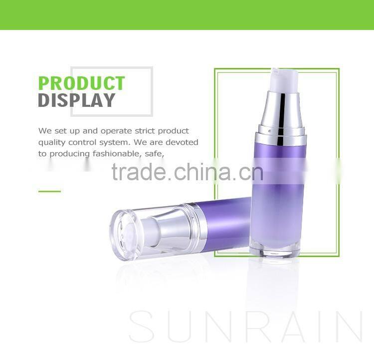 Wholesale luxury special design cosmetic acrylic airless 15ml serum bottle