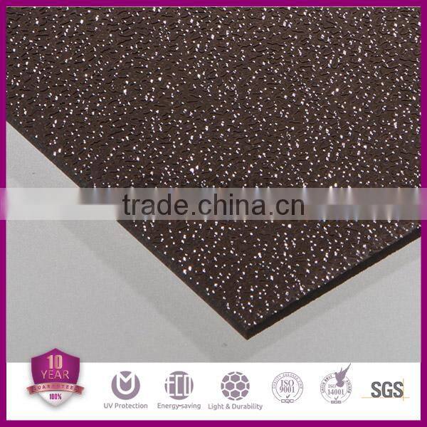 Grade A UV Protector Bronze Colored Embossed Polycarbonate Sheet,Virgin Plastic Granules Sheet,Embossed Panel