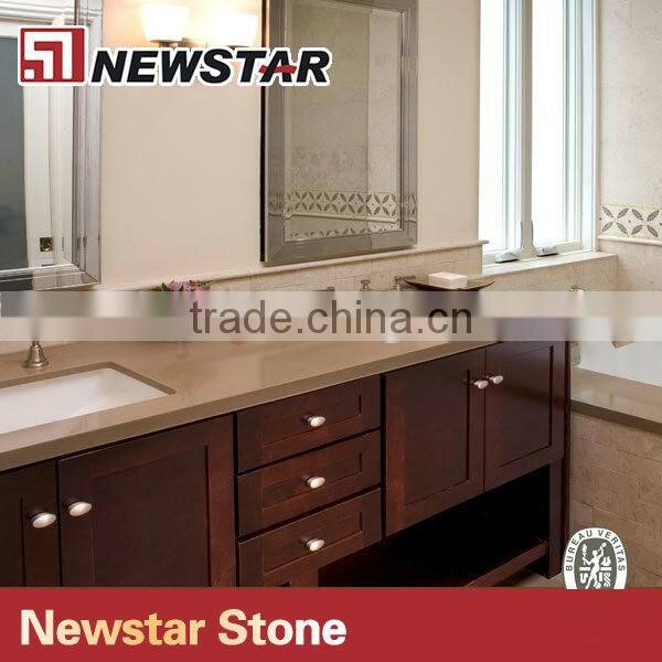 Newstar double sink bathroom vanity top,quartz surface