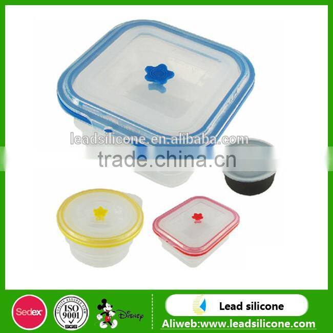 Hight quality Eco-friendly silicone foldable bowl silicone lunch boxes