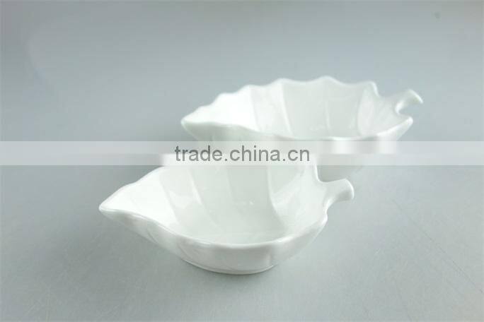 beautiful small white porcelain leaf-shaped plate