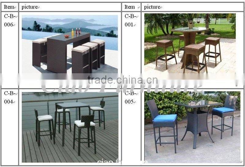 outdoor garden high bar stool classical rattan bar table set
