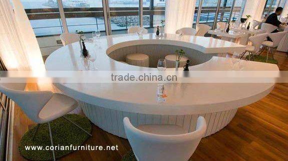 Piblic place airport acrylic solid surface counter solid wood food kiosk