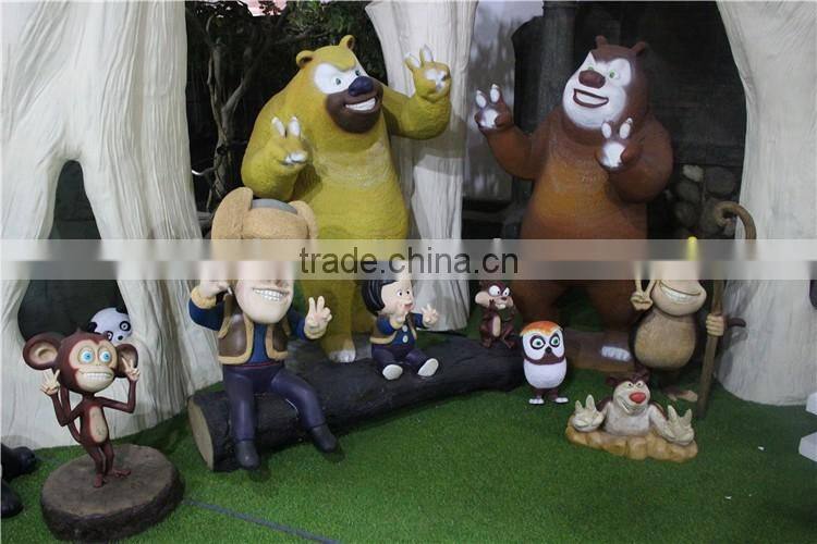 fiberglass polyresin Bald Head Bear statue combination cartoon character figurine