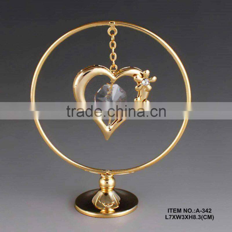 24K gold plated crystal flower heart gift made with swarovski elements