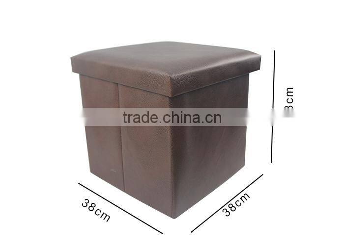 Faux Leather Folding Storage Cube Basket Footrest