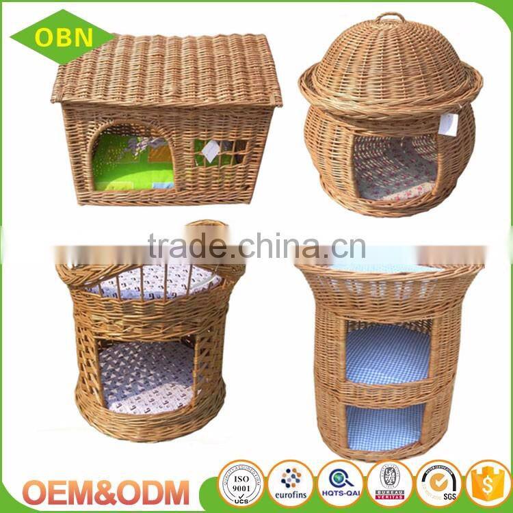 China hot sale exquisite modern design indoor woven wicker pet cat and dog house basket