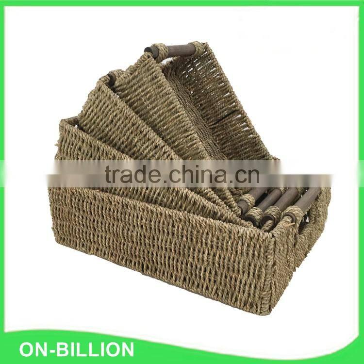 Set 4 eco friendly household sundries storage seagrass weave basket for storage