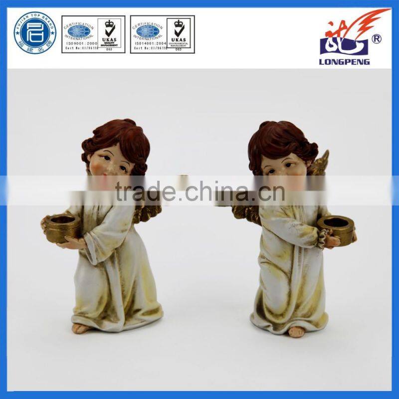 European Style Standing Angel with Candlestick Holder Decorative