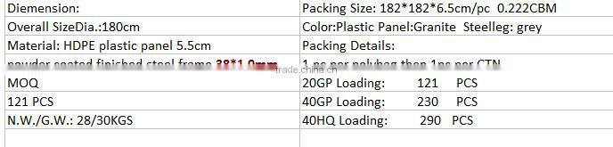 FTB-180R PLASTIC FOLDABLE OURDOOR ROUND TABLE