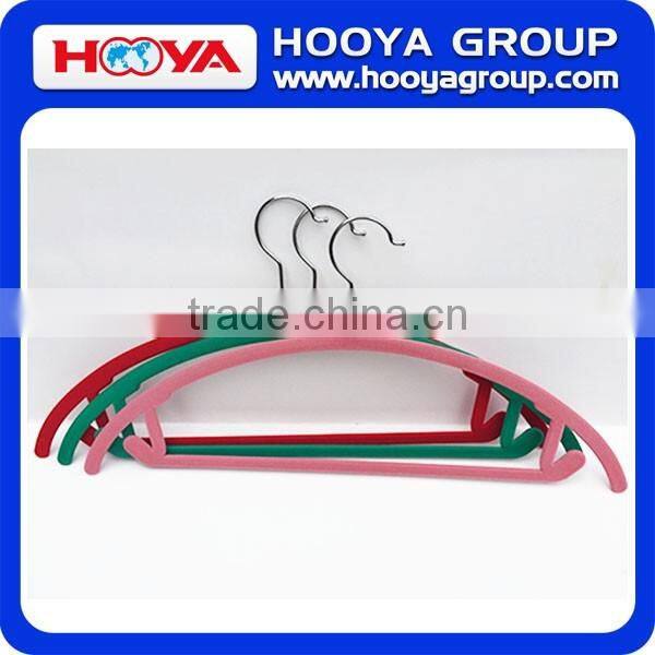 46*23CM 5pcs/set Camber Shape Velvet Flocking Clothes Hanger as Customized Colour
