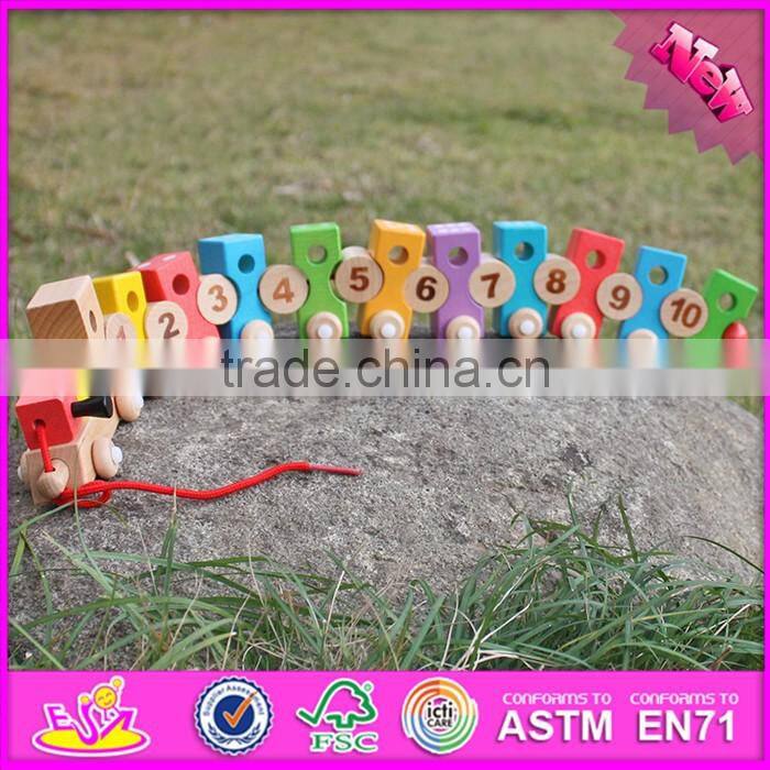 2017 new design children educational toy wooden trains with animals blocks W05C084