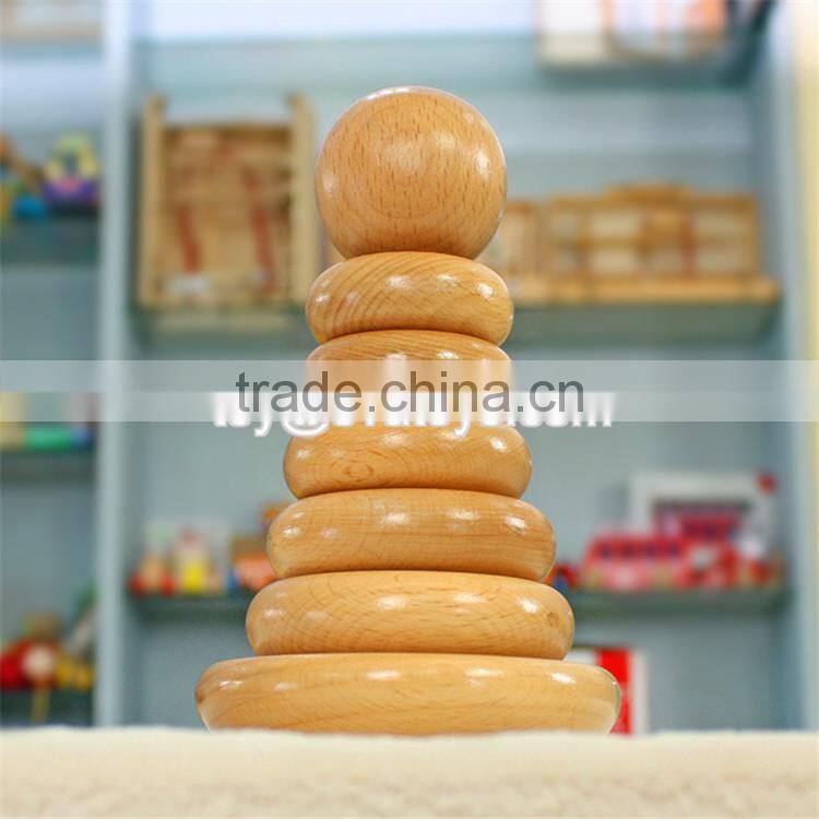 Best educational stacking rainbow tower wooden stack game for toddlers W13D117