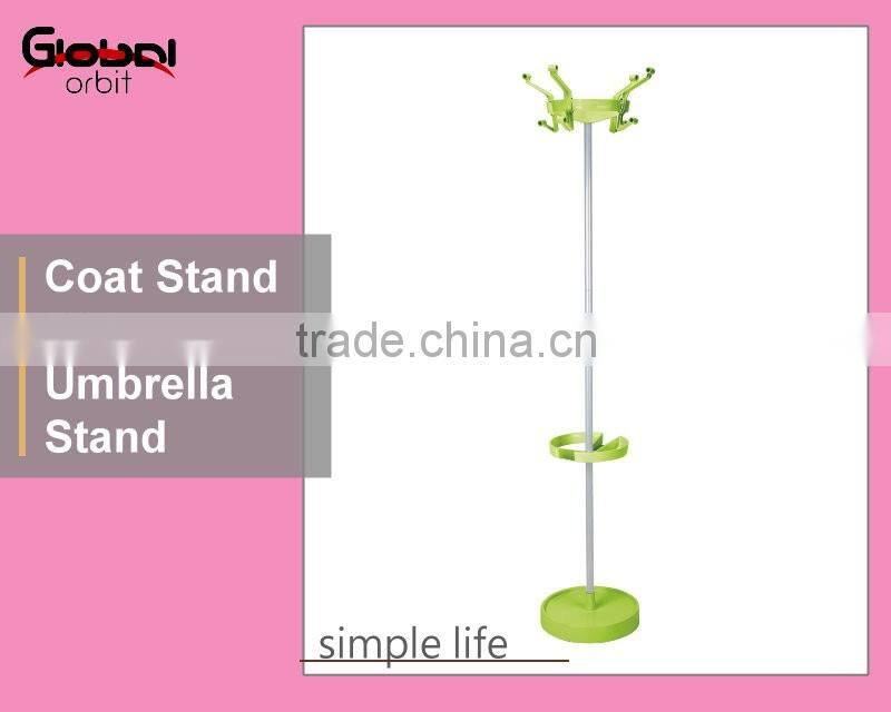 Unique coat stand with umbrella display holder, colourful metal coat rack