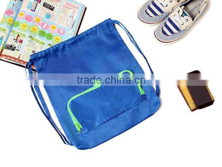 Factory Price Nylon Polyester Drawstring Bag,drawstring bag with front zipper pocket