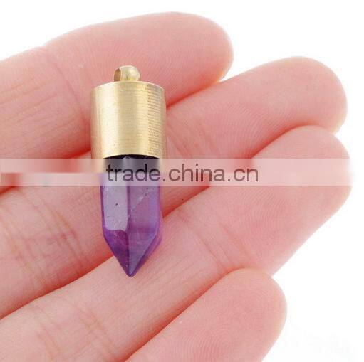 Bullet Shape Natural Stone Necklaces Natural Stone Pendant crystal necklace Crystal Gold Metal Necklace