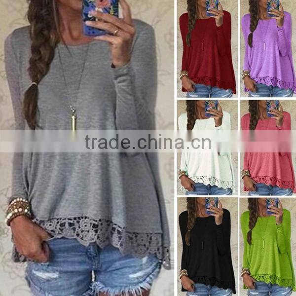 custom long sleeve sexy lace shirt crochet embroidery latest shirt designs for women