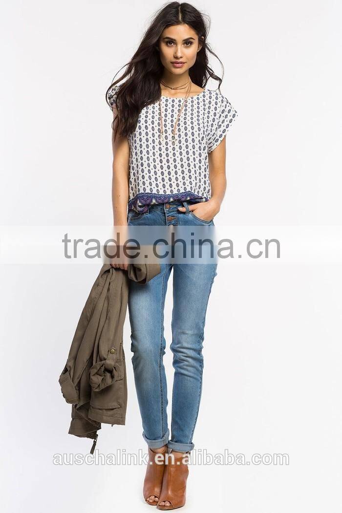 100% polyester rounded hem girls full print t shirt