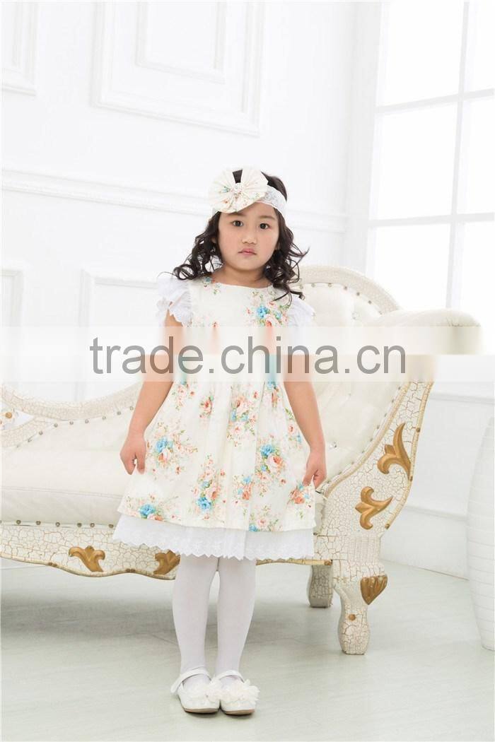 Summer hot sale flower girl dress boutique baby girl party dress with matching headband