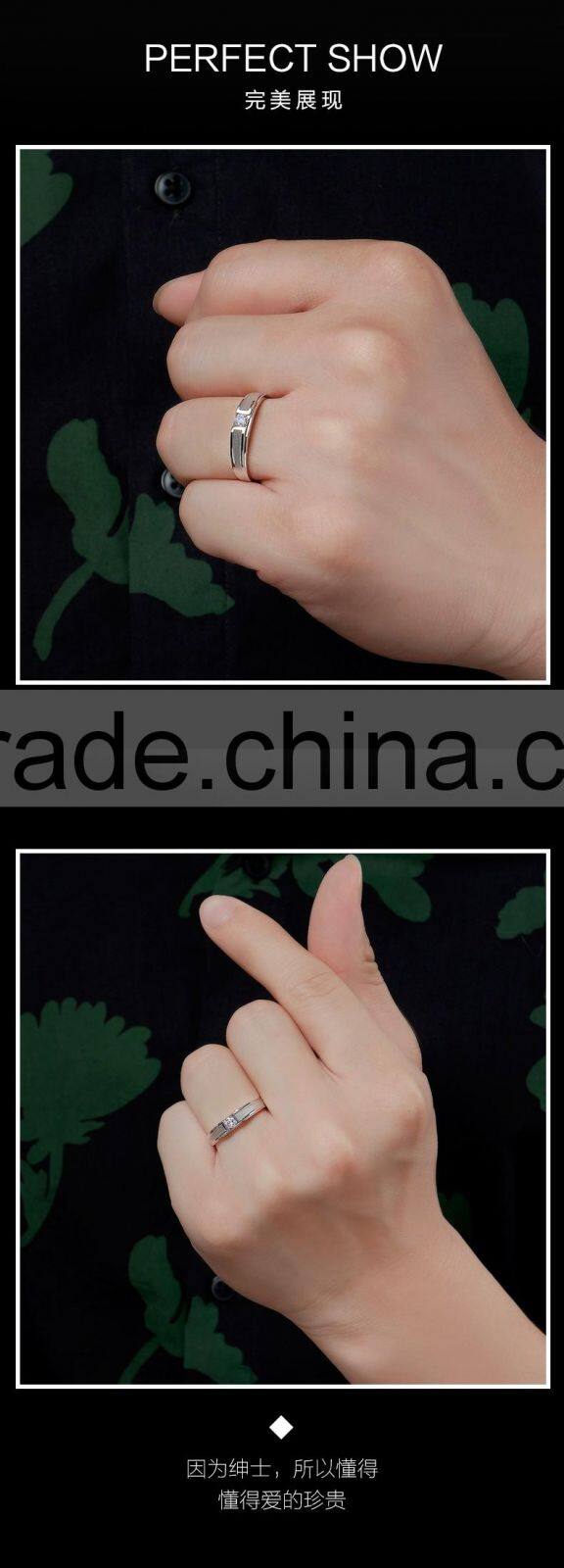 18K White Gold Engagement Men Platinum Diamond Ring