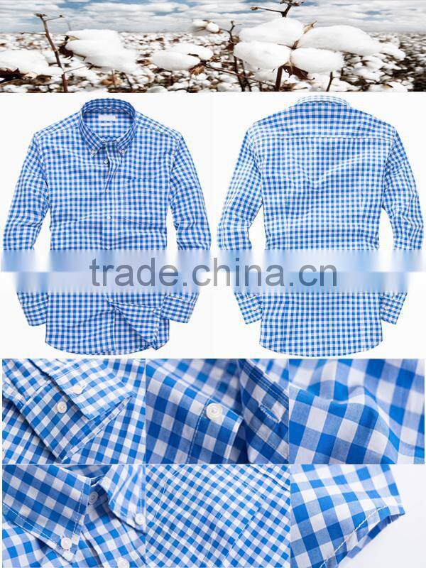Overseas wholesale suppliers sale polyester cotton long sleeve plaid shirt for men