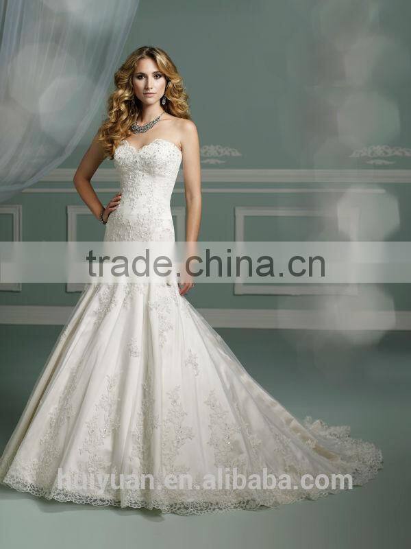 sexy puffy white lace mermaid ukraine wedding dress