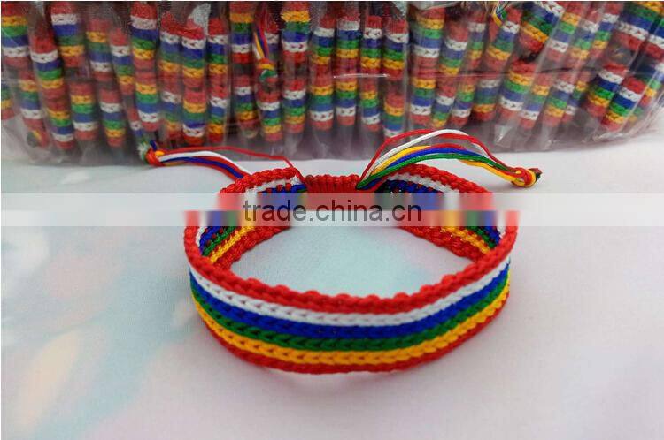 New design rainbow color string braided bracelets hand woven fabric cord bracelets friendship bracelets gifts