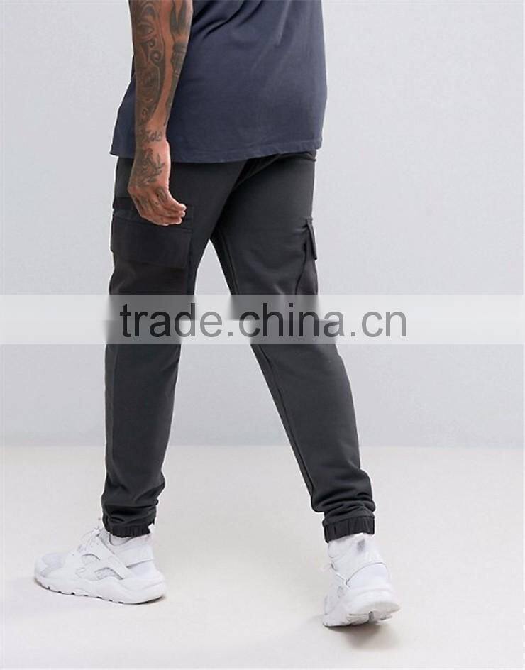 2017 Custom OEM Men Jogger With Woven Cargo Pockets And Taping Fitness Gym Sweatpants