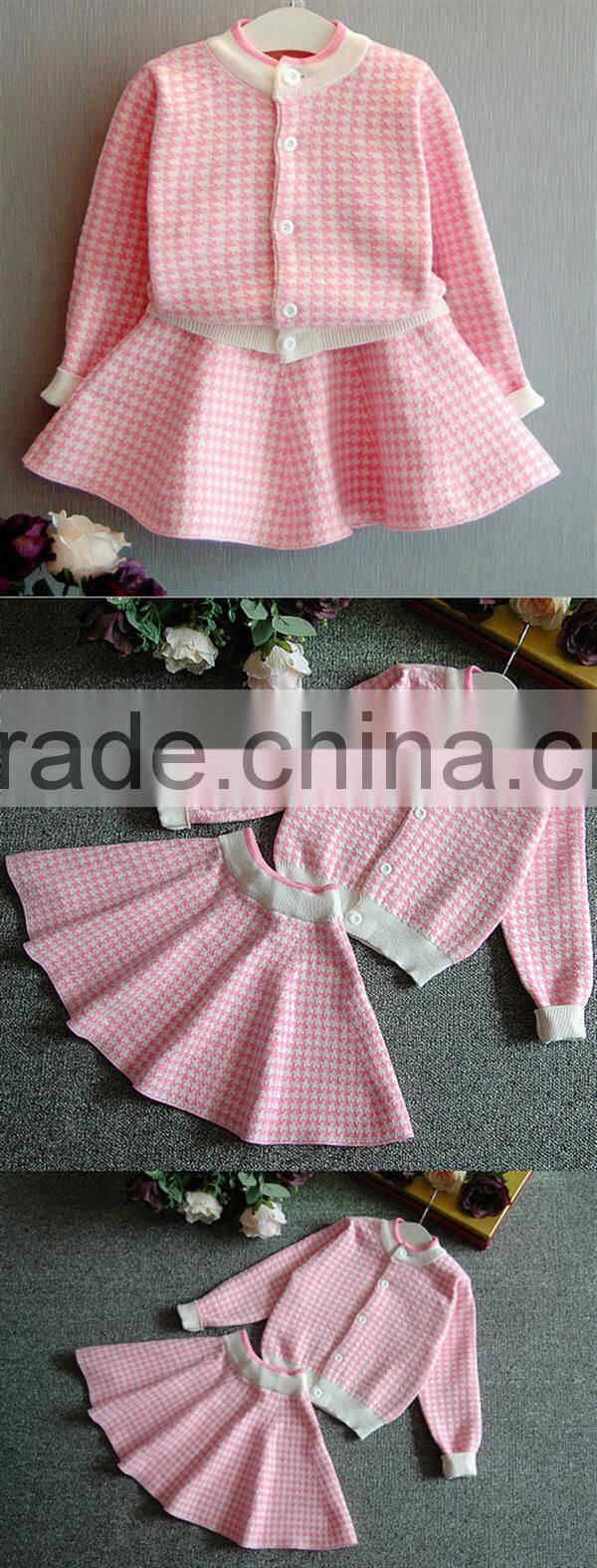Latest sweater with skirt design 100% cotton suit for kids