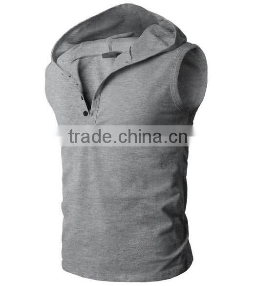OEM new design cotton plain wholesale sleeveless hoodie man vest